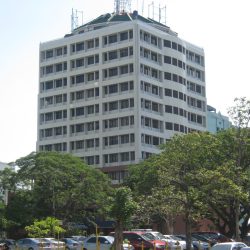 Front view of Alabang Business Tower as seen from Trade Avenue cor. Industry St. The parking at the corner of Acacia Ave. and Trade Ave. is also visible in this picture.
