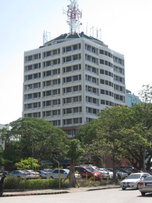 Front view of Alabang Business Tower as seen from Trade Avenue cor. Industry St. The parking at the corner of Acacia Ave. and Trade Ave. is also visible in this picture.