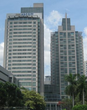 View of Ascott Hotel as seen from the parking zone adjacent to MRT Ayala Station, near the escalator that leads to the aforementioned MRT station.