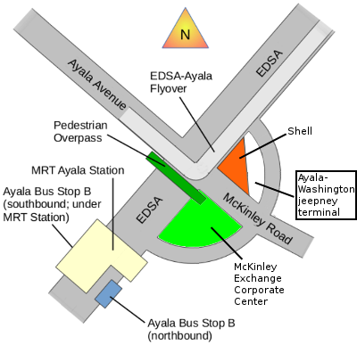 location map of Ayala-Washington jeepney terminal